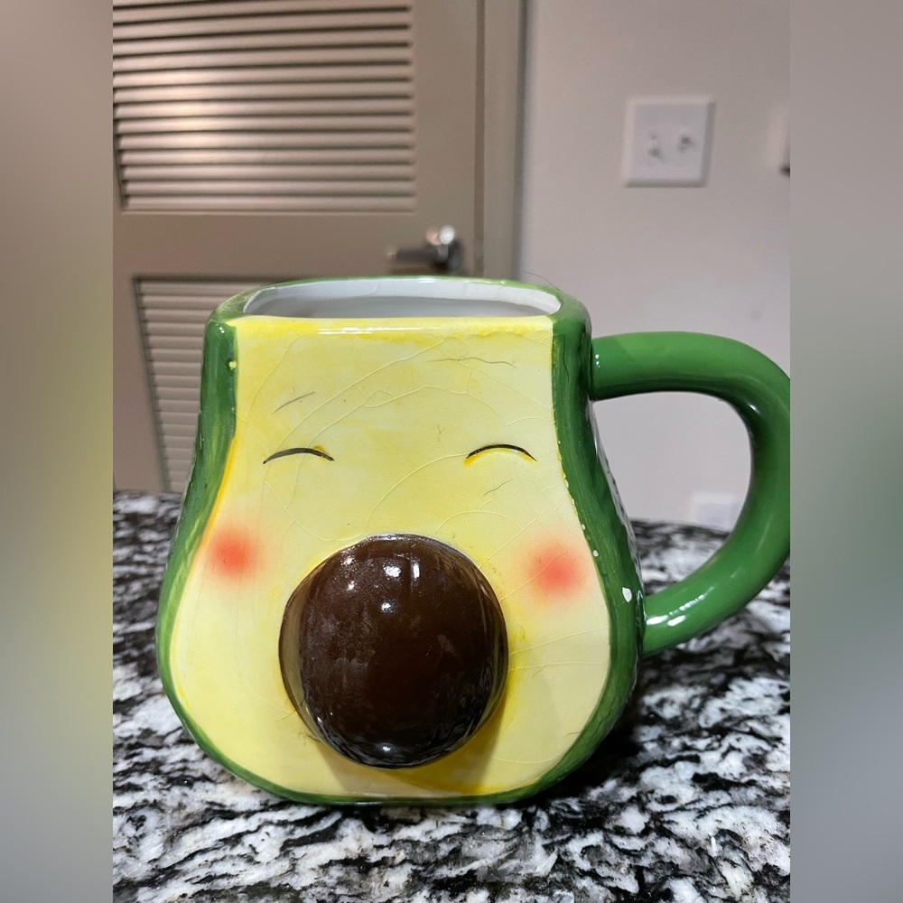 Cute Avocado Shaped Mug with Green Handle